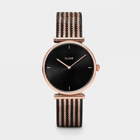 CLUSE TRIOMPHE MESH ROSE GOLD/BLACK BRACELET AND FACE