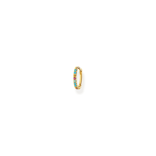 COLOURFUL STONE 18CT GOLD ON SILVER HOOP EARRINGS