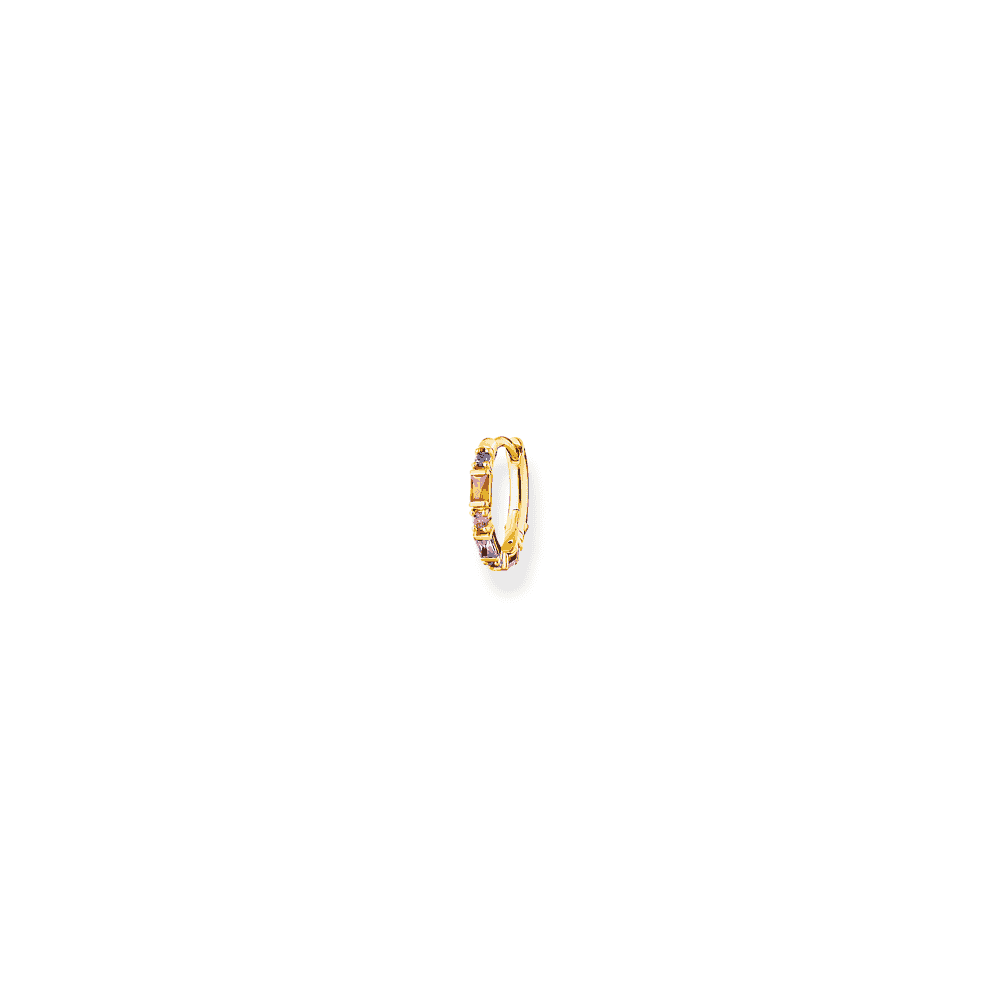 COLOURFUL STONES 18CT GOLD ON SILVER HOOP EARRINGS