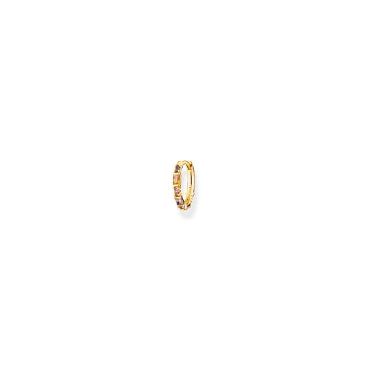 COLOURFUL STONES 18CT GOLD ON SILVER HOOP EARRINGS