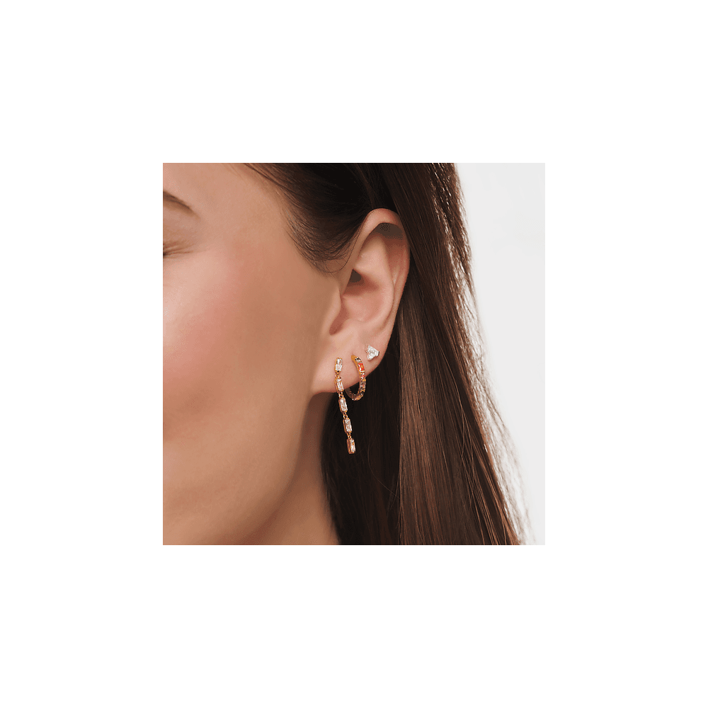 COLOURFUL STONES 18CT GOLD ON SILVER HOOP EARRINGS