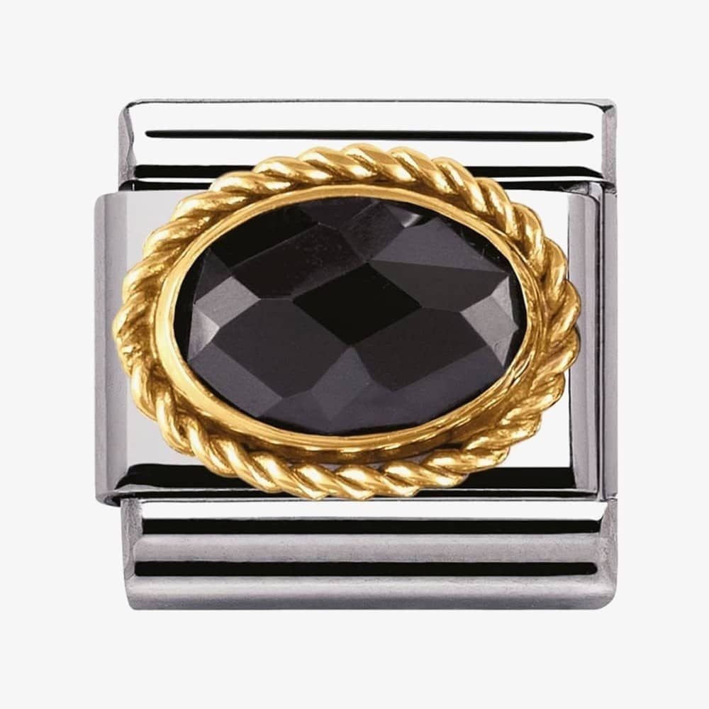 COMPOSABLE CLASSIC FACETED BLACK Cubic Zirconia, stainless steel and 18k gold