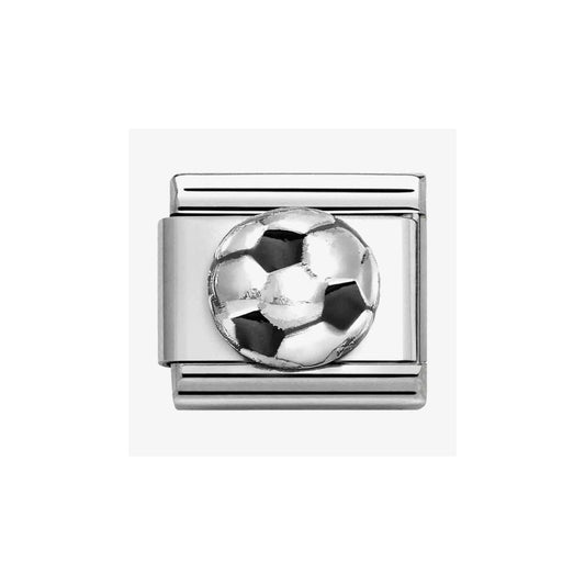 COMPOSABLE CLASSIC LINK, FOOTBALL, BLACK ENAMEL CHARM