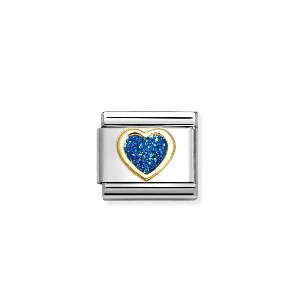 COMPOSABLE CLASSIC LINK, HEART, BLUE GLITTER CHARM