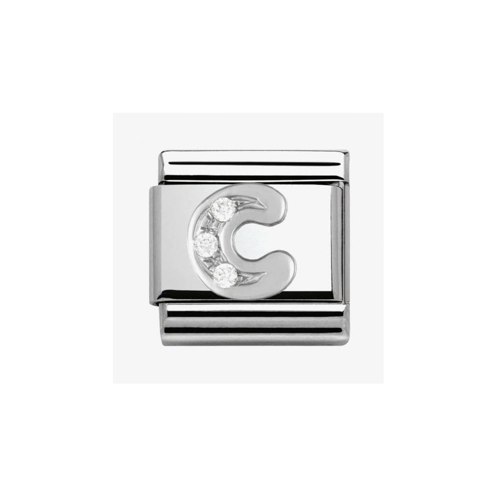 COMPOSABLE CLASSIC LINK LETTER C IN SILVER AND STONES CHARM