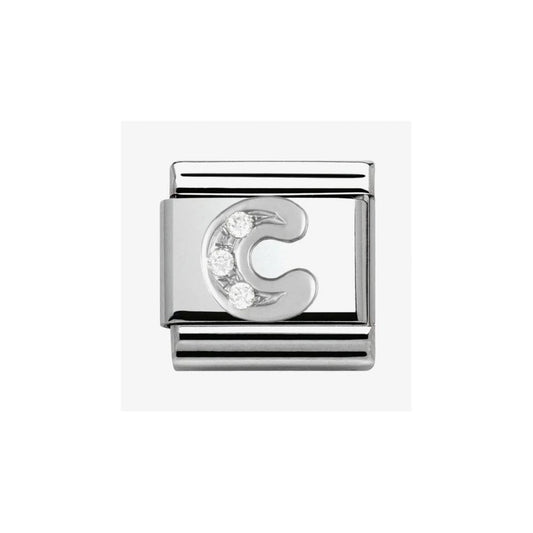 COMPOSABLE CLASSIC LINK LETTER C IN SILVER AND STONES CHARM