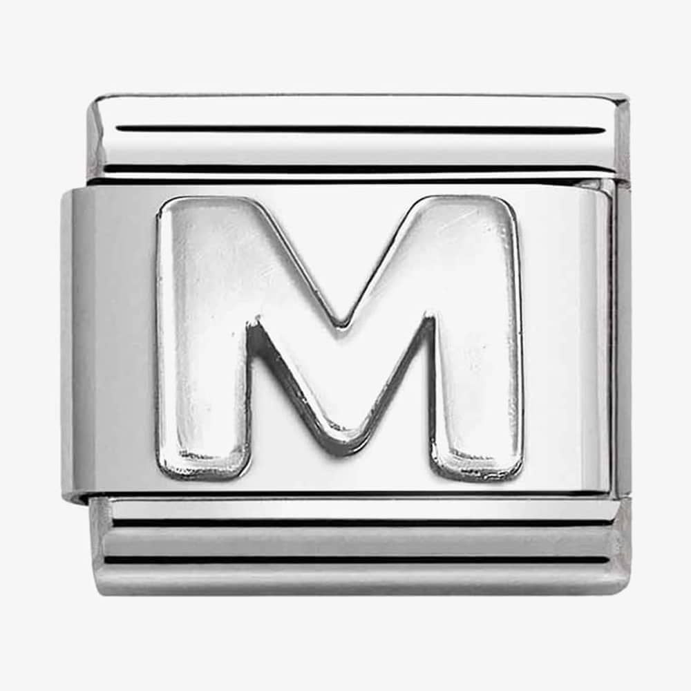 COMPOSABLE CLASSIC LINK, LETTER M, SILVER CHARM