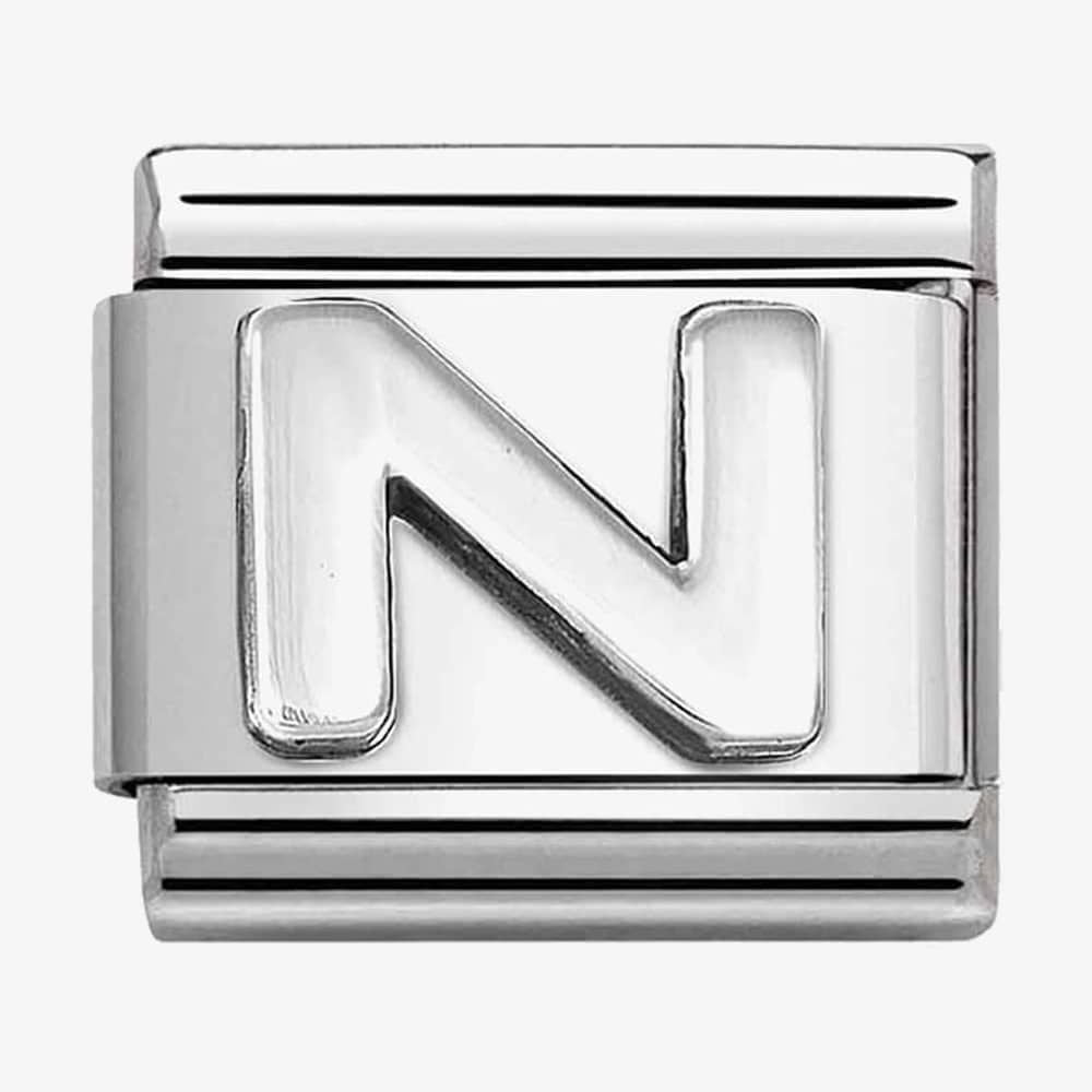 COMPOSABLE CLASSIC LINK, LETTER N, SILVER CHARM