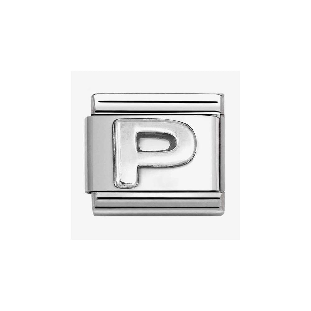 COMPOSABLE CLASSIC LINK, LETTER P, SILVER CHARM