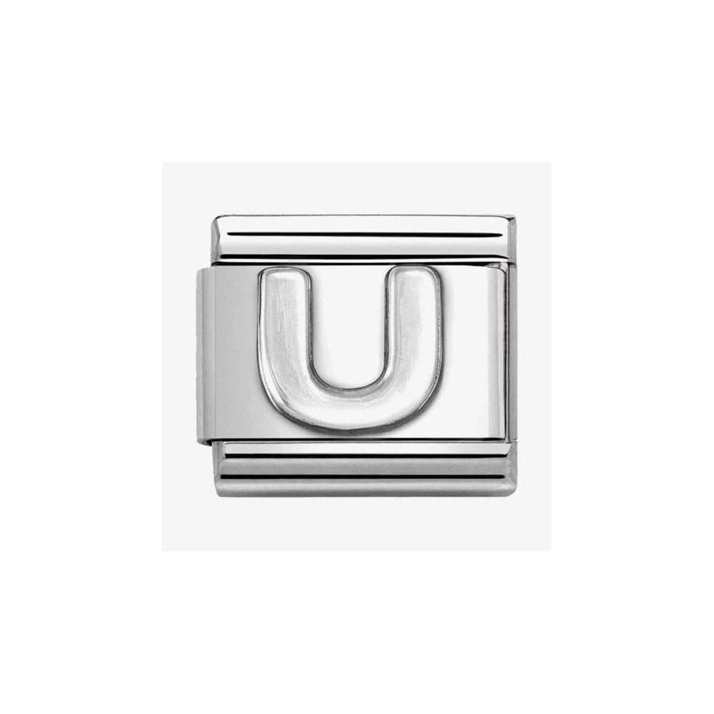 COMPOSABLE CLASSIC LINK, LETTER U, SILVER CHARM