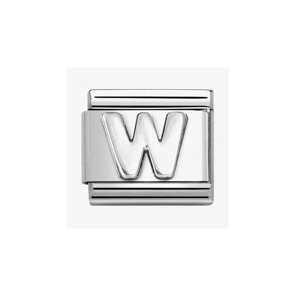 COMPOSABLE CLASSIC LINK, LETTER W, SILVER CHARM