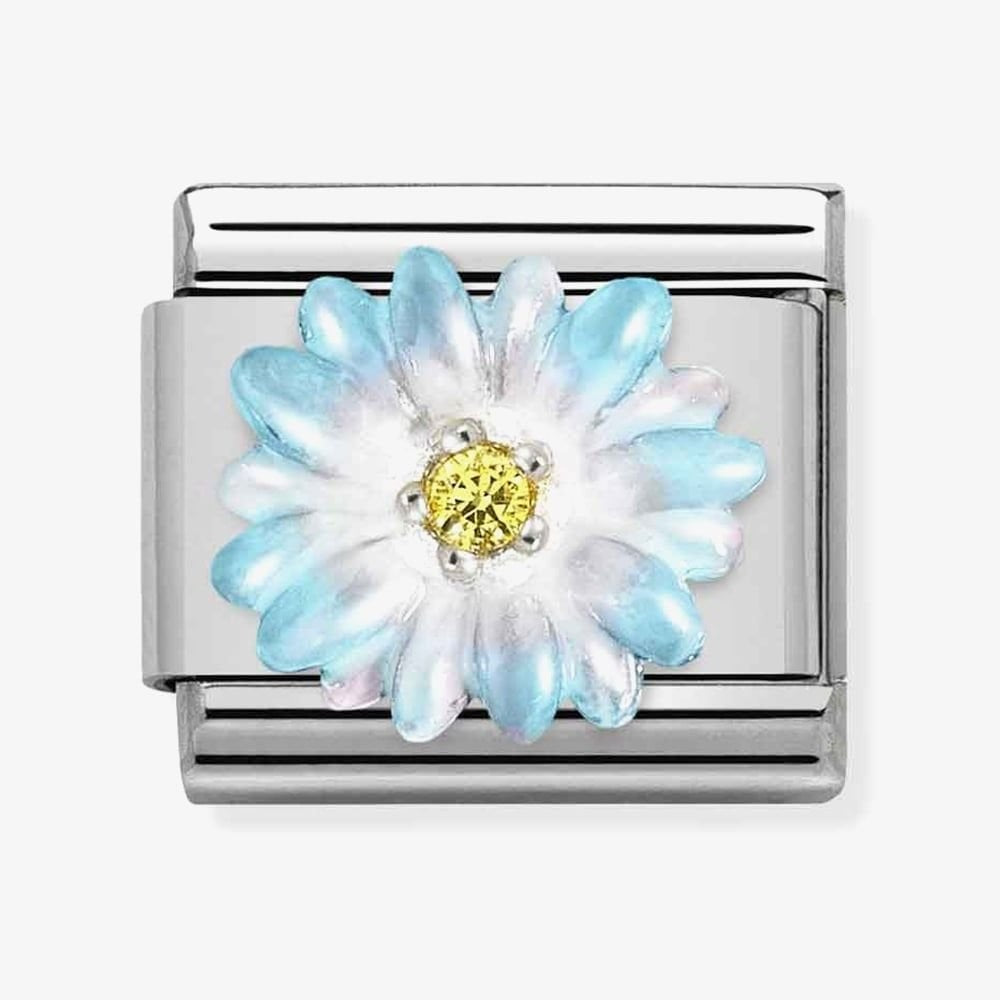 COMPOSABLE CLASSIC LINK, LIGHT BLUE FLOWER CHARM