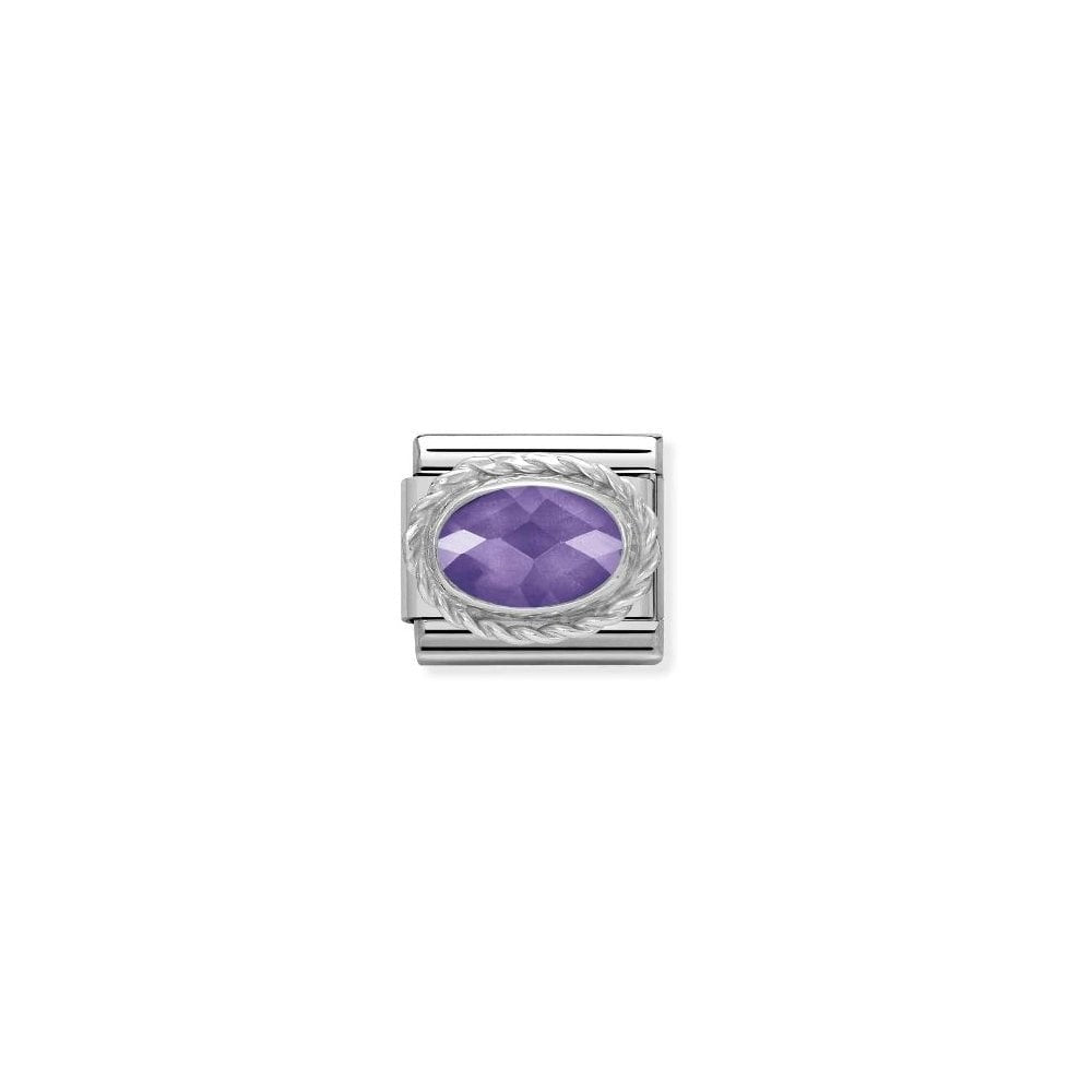 COMPOSABLE CLASSIC LINK, PURPLE OVAL STONE, SILVER CHARM