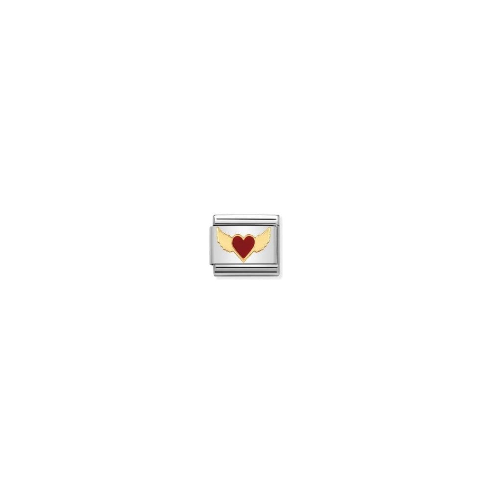 COMPOSABLE CLASSIC LINK RED FLYING HEART IN GOLD