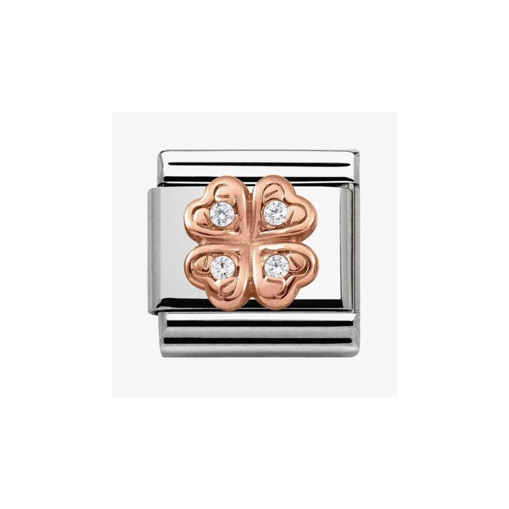 COMPOSABLE CLASSIC LINK ROSE GOLD CLOVER WHITE ZIRCONIA