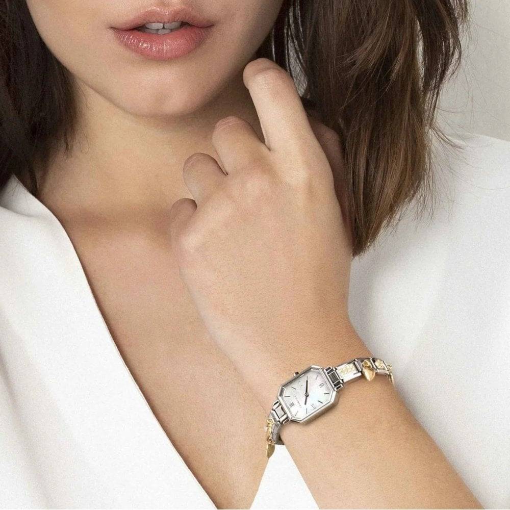COMPOSABLE CLASSIC PARIS RECTANGULAR WATCH WITH WHITE MOTHER OF PEARL FACE
