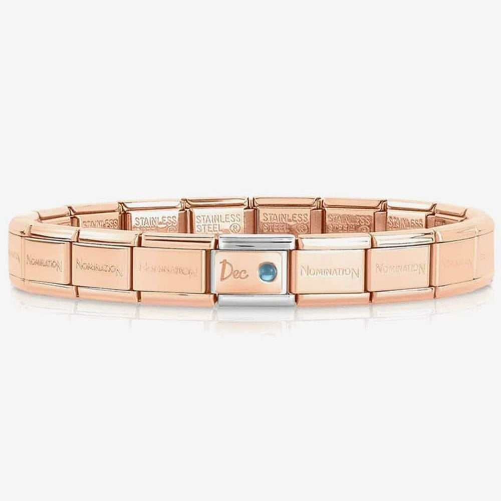 COMPOSABLE CLASSIC ROSE GOLD DECEMBER LIGHT BLUE TOPAZ BIRTHSTONE CHARM