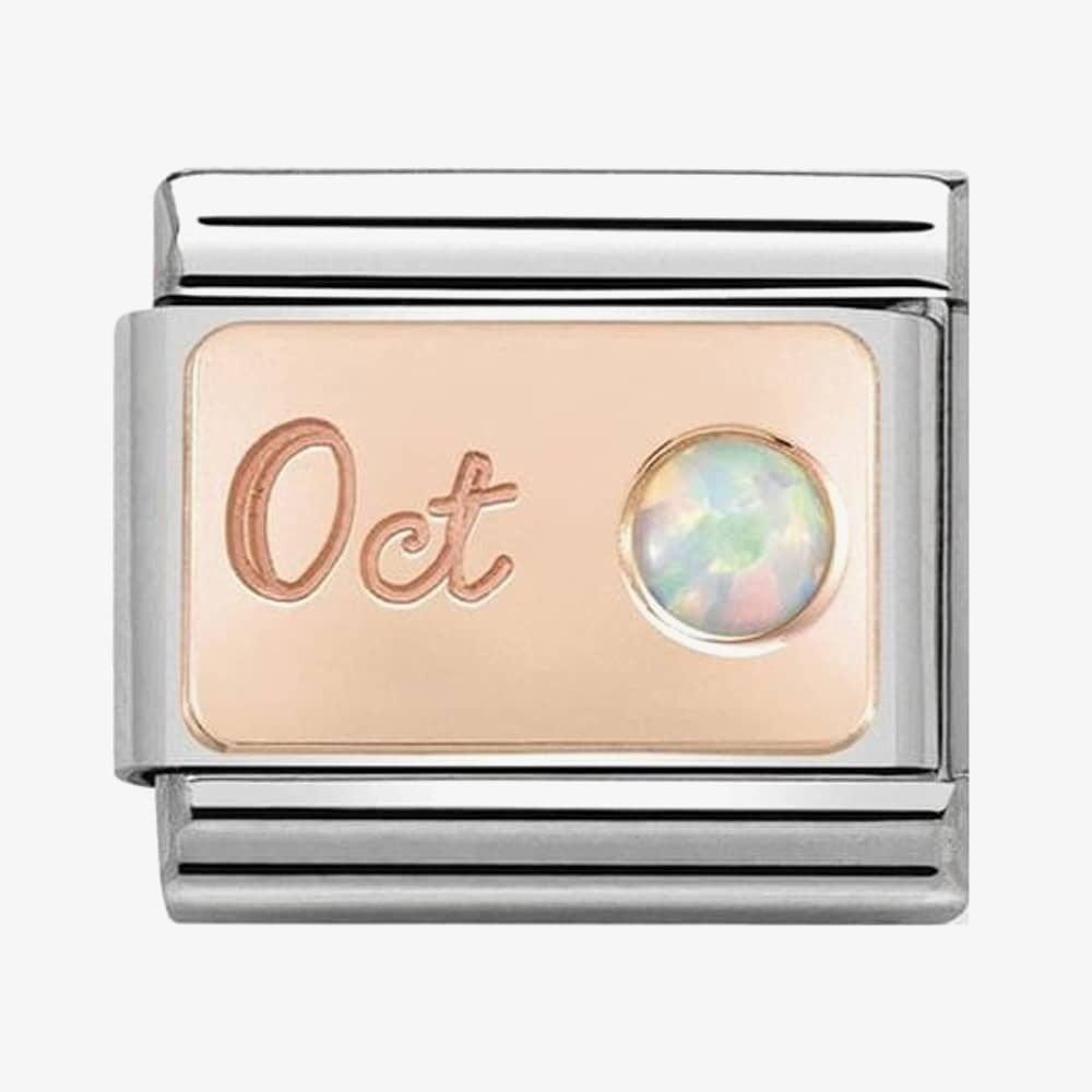 COMPOSABLE CLASSIC ROSE GOLD WHITE OPAL OCTOBER BIRTHSTONE CHARM