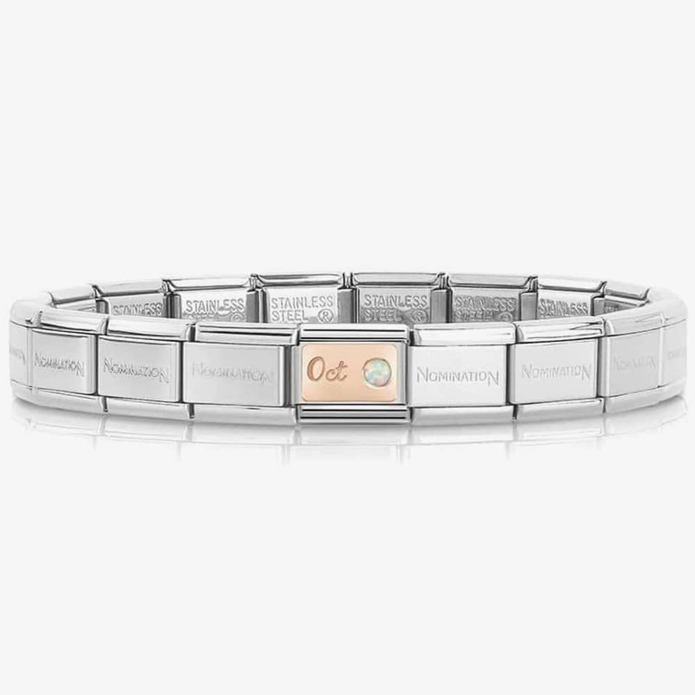 COMPOSABLE CLASSIC ROSE GOLD WHITE OPAL OCTOBER BIRTHSTONE CHARM