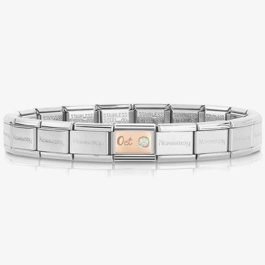 COMPOSABLE CLASSIC ROSE GOLD WHITE OPAL OCTOBER BIRTHSTONE CHARM