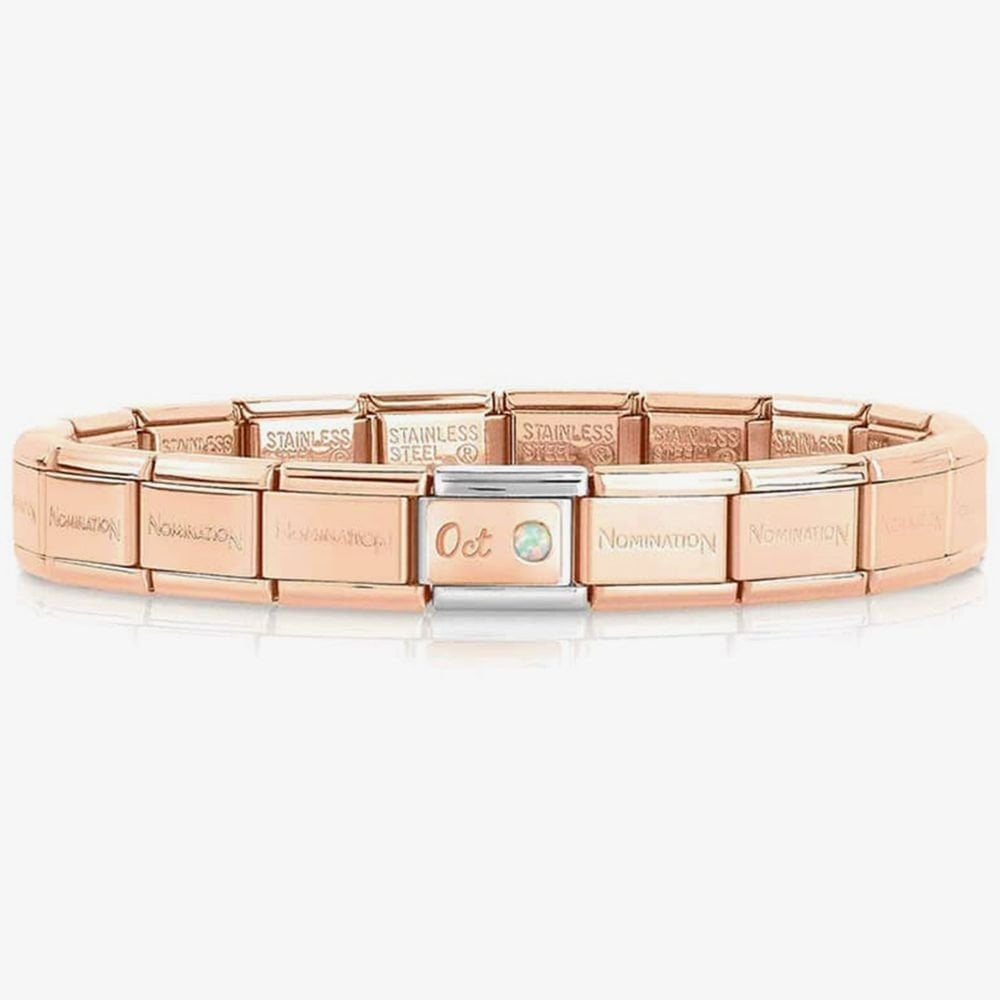COMPOSABLE CLASSIC ROSE GOLD WHITE OPAL OCTOBER BIRTHSTONE CHARM
