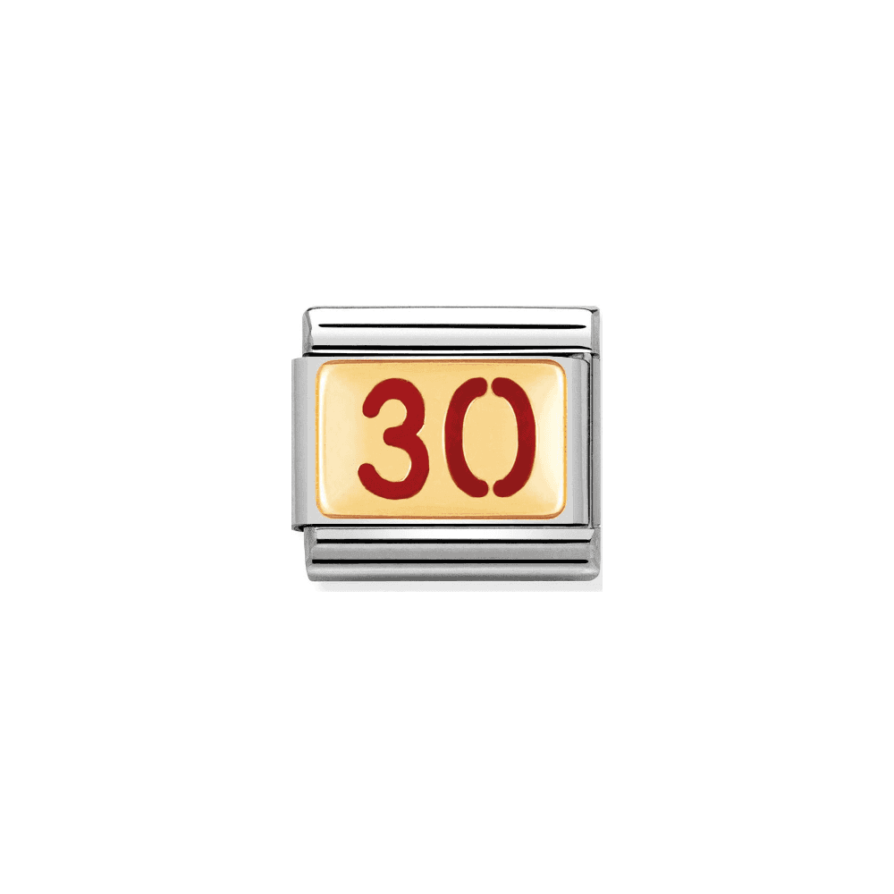 COMPOSABLE Classic "30" charm in stainless steel with enamel and 18k gold