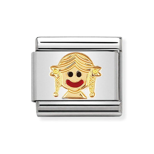 COMPOSABLE Classic BABY GIRL in stainless steel with enamel and 18k gold