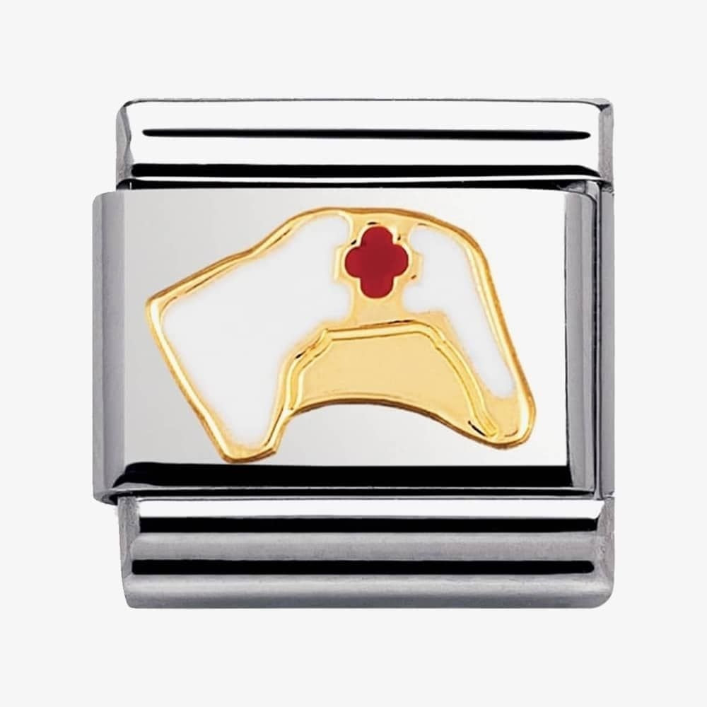 COMPOSABLE Classic DAILY LIFE Nurses hat in stainless steel with enamel and 18k gold