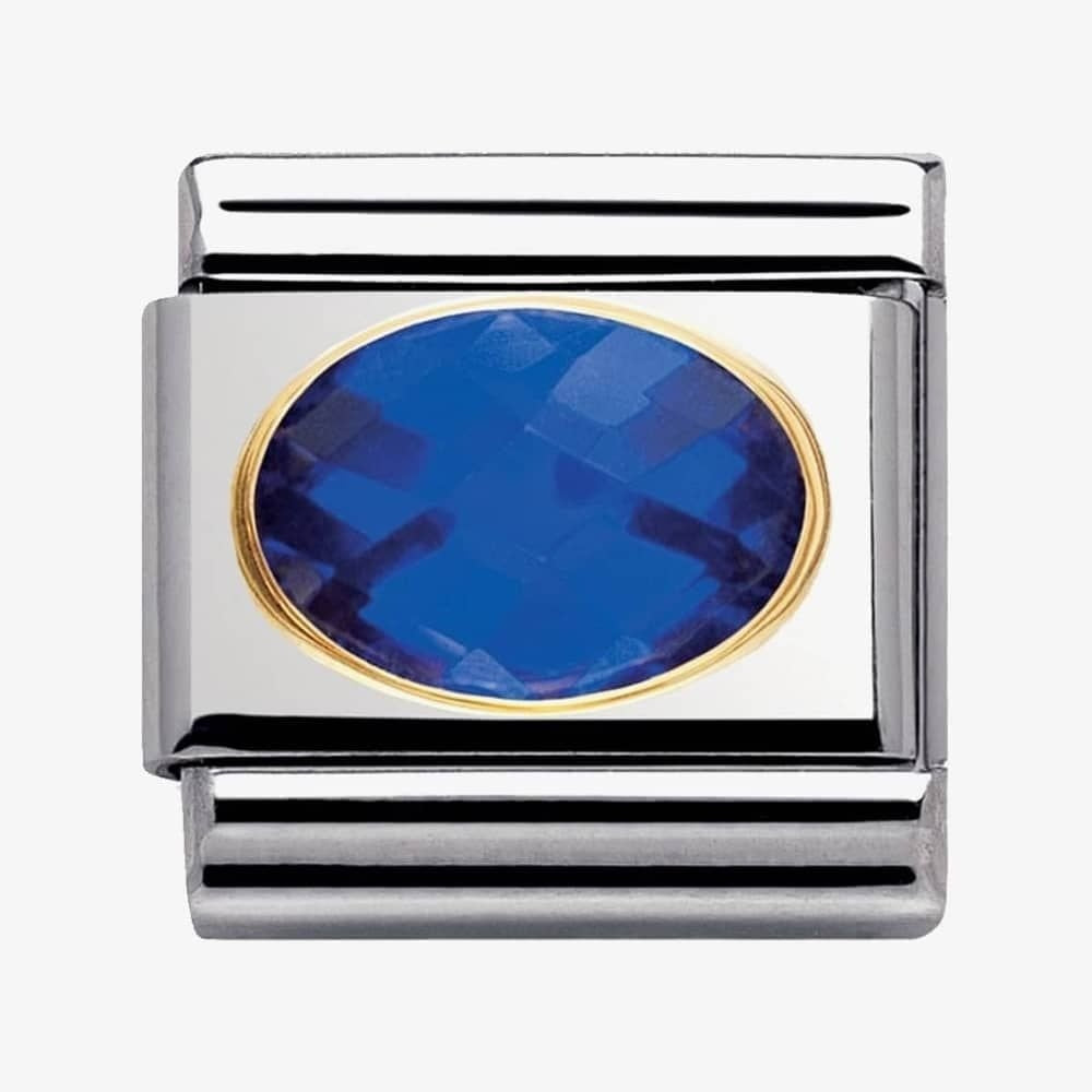 COMPOSABLE Classic FACETED BLUE CUBIC zirconia, stainless steel and 18k gold