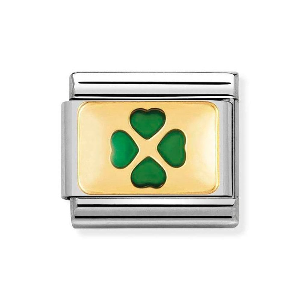 COMPOSABLE Classic GREEN FOUR-LEAF-CLOVER in stainless steel with enamel and 18k gold