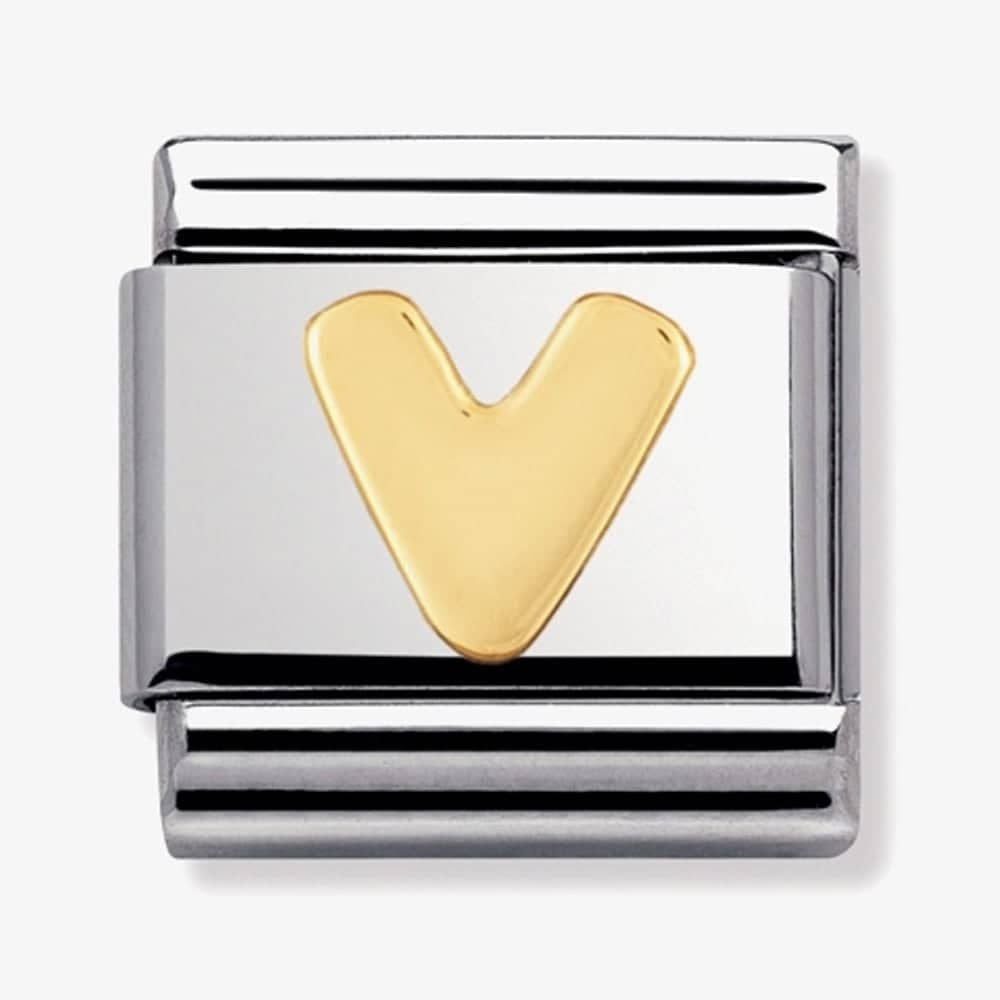 COMPOSABLE Classic LETTER V in stainless steel with 18k gold