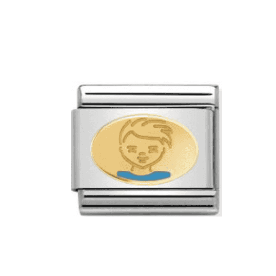 COMPOSABLE Classic LITTLE BOY in stainless steel with blue enamel and 18k gold
