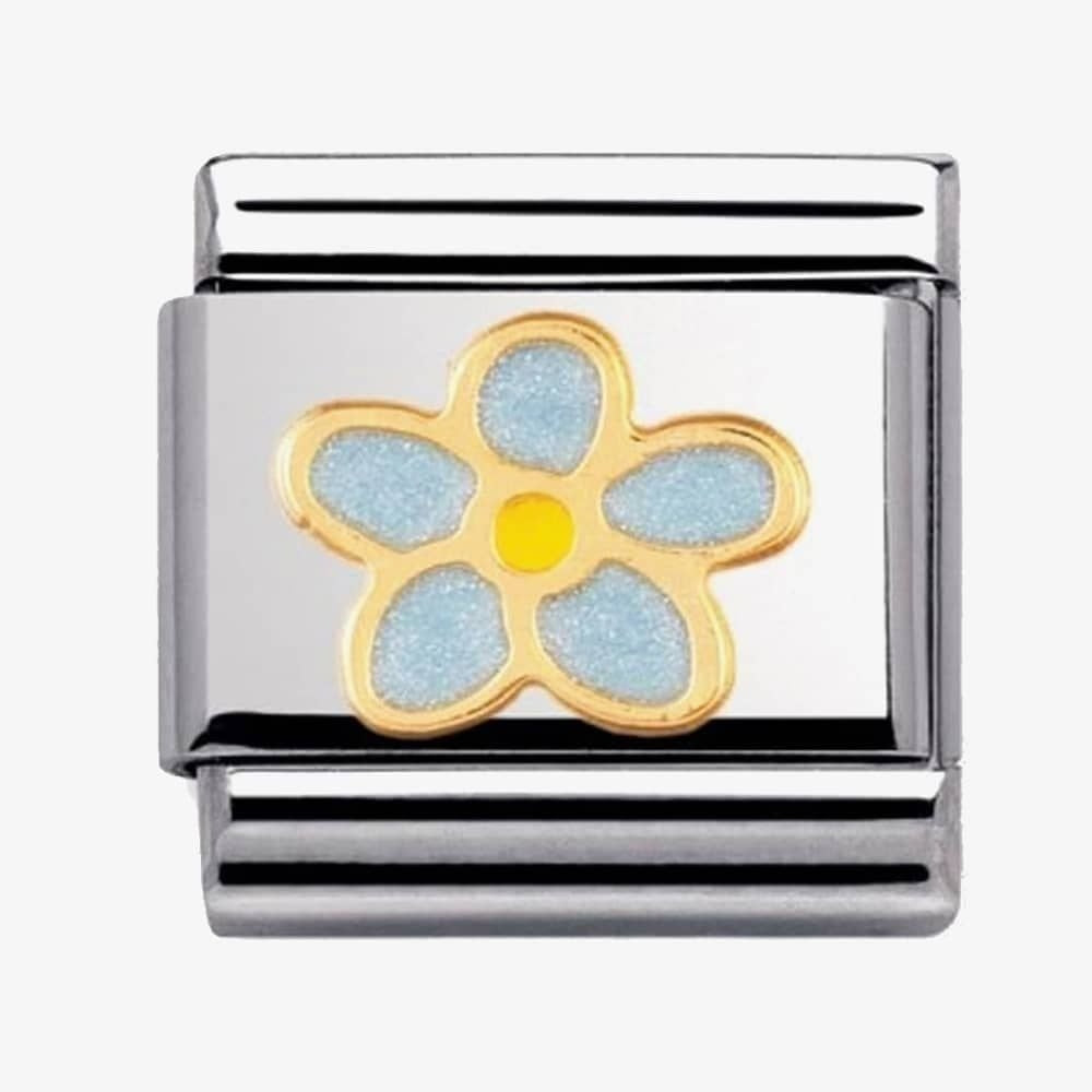 COMPOSABLE Classic NATURE FORGET-ME-NOTS in stainless steel with enamel and 18k gold