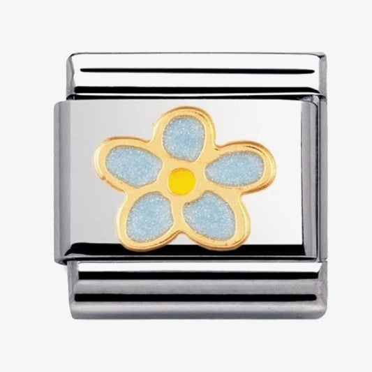 COMPOSABLE Classic NATURE FORGET-ME-NOTS in stainless steel with enamel and 18k gold