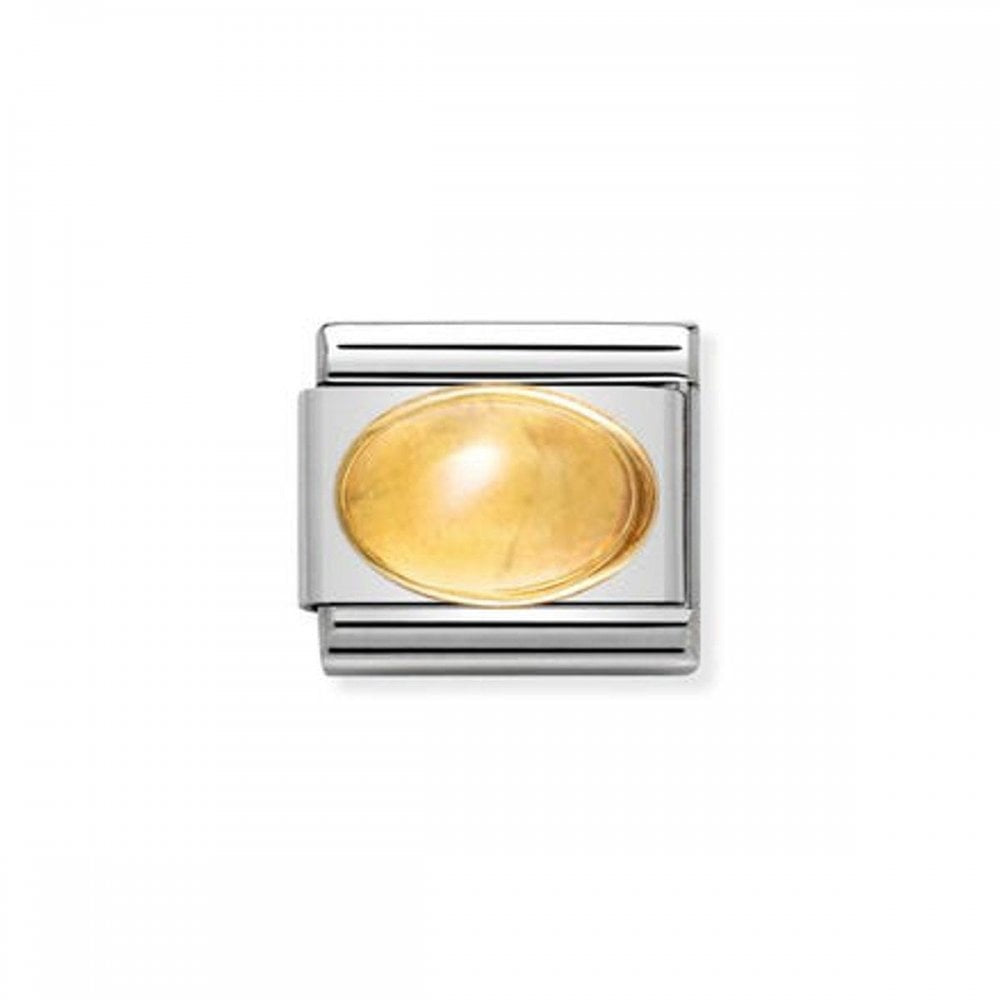 COMPOSABLE Classic OVAL SEMIPRECIOUS CITRINE STONE in stainless steel with 18k gold