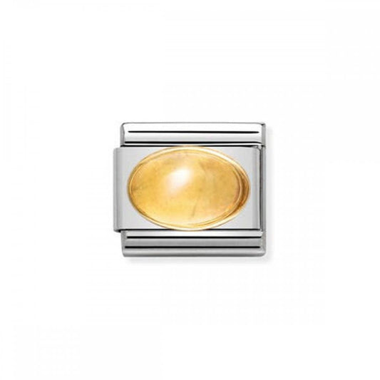 COMPOSABLE Classic OVAL SEMIPRECIOUS CITRINE STONE in stainless steel with 18k gold
