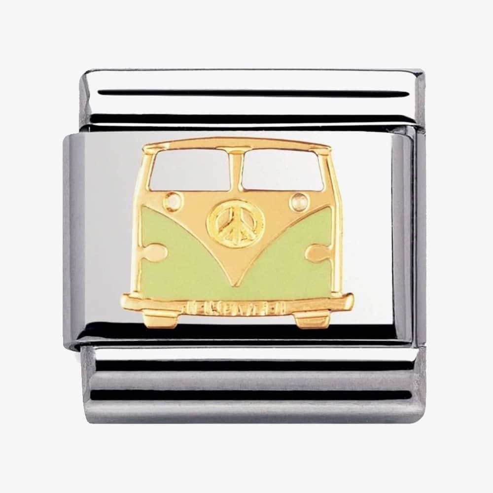 COMPOSABLE Classic PEACE AND LOVE link in stainless steel with enamel and 18k gold