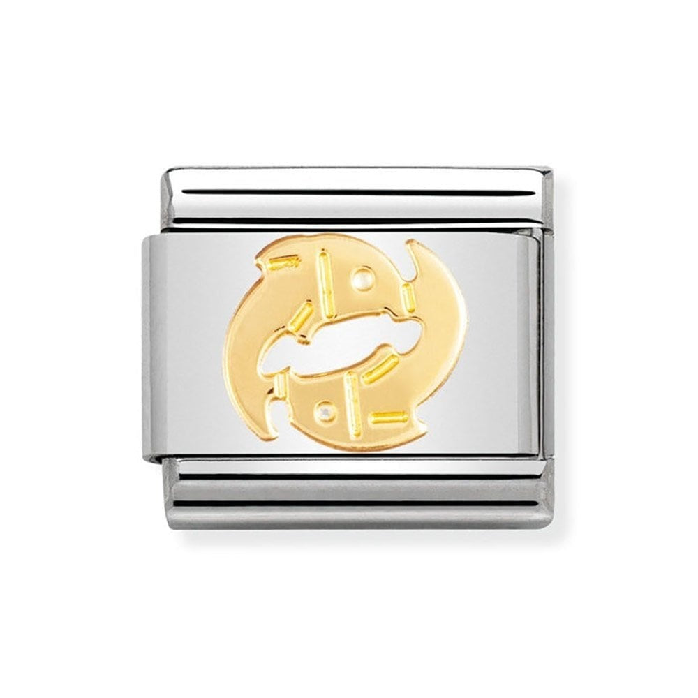 COMPOSABLE Classic PISCES ZODIAC charm in stainless steel with 18k gold
