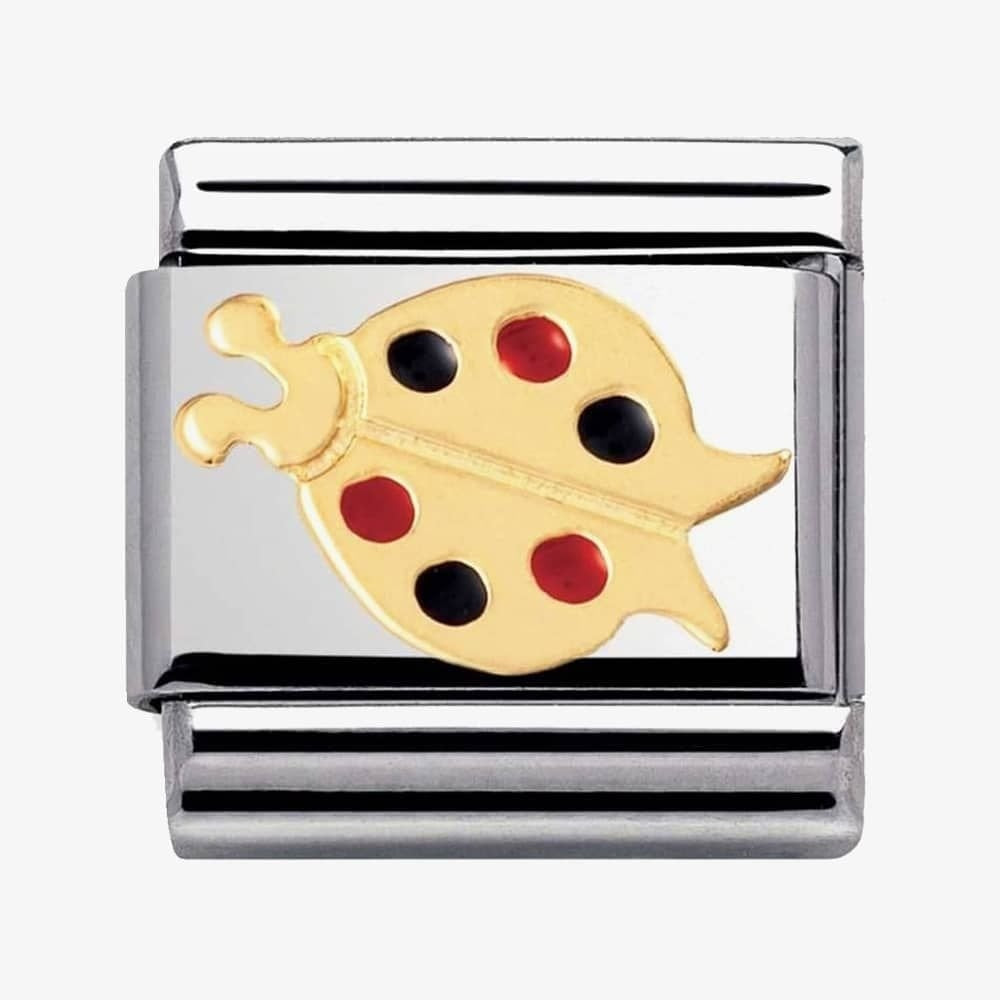 COMPOSABLE Classic RED & BLACK LADYBIRD in stainless steel with enamel and 18k gold
