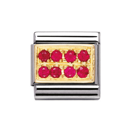 COMPOSABLE Classic RED PAVE in stainless steel with 18k gold and Cubic Zirconia