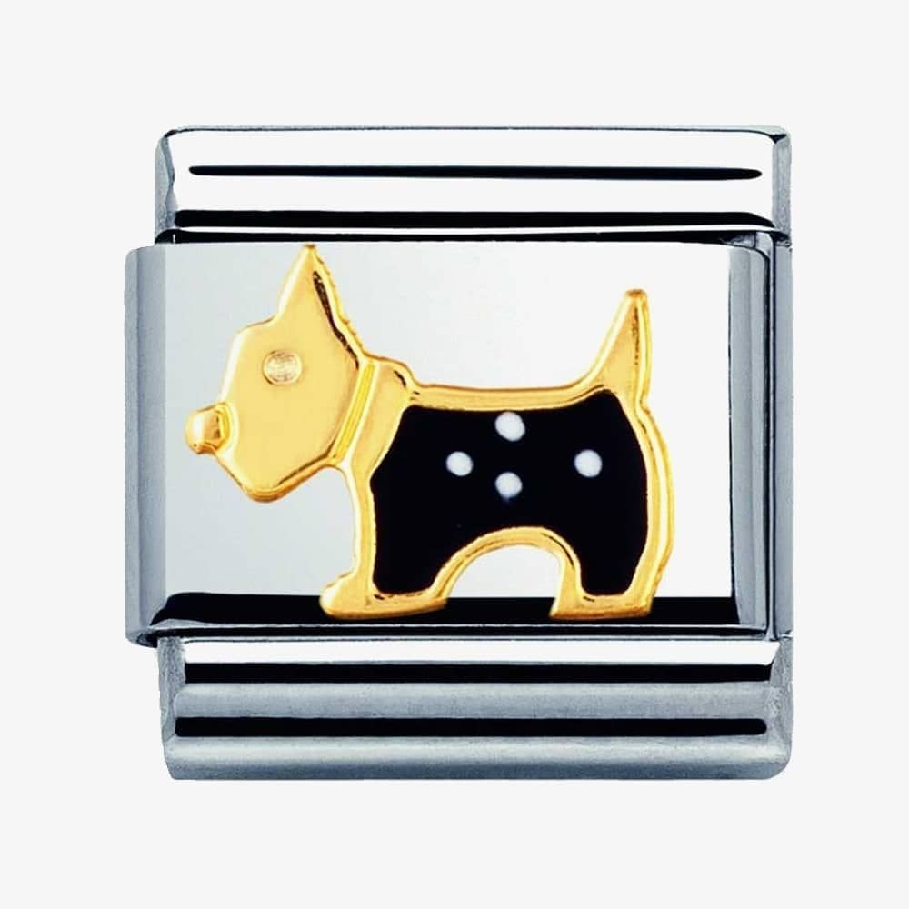 COMPOSABLE Classic TERRIER DOG in stainless steel with enamel and 18k gold