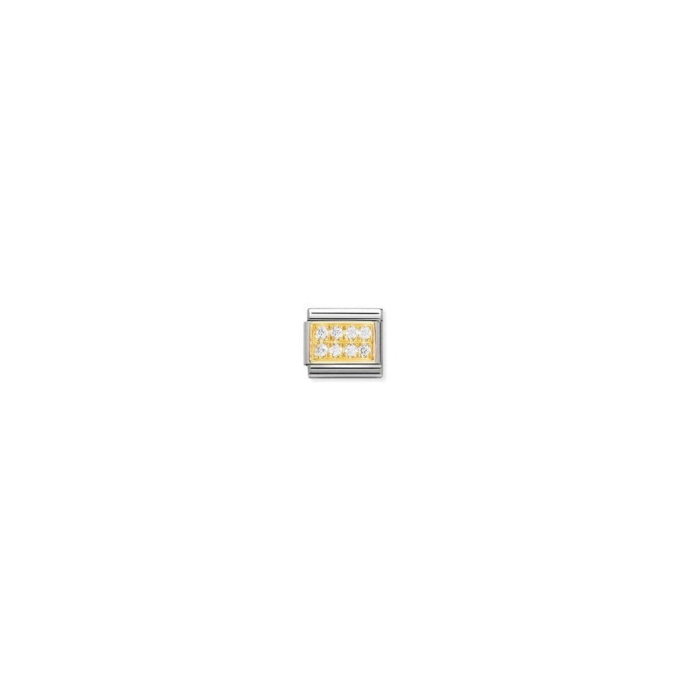 COMPOSABLE Classic WHITE PAVE#### CUBIC ZIRCONIA CHARM in stainless steel with 18k gold