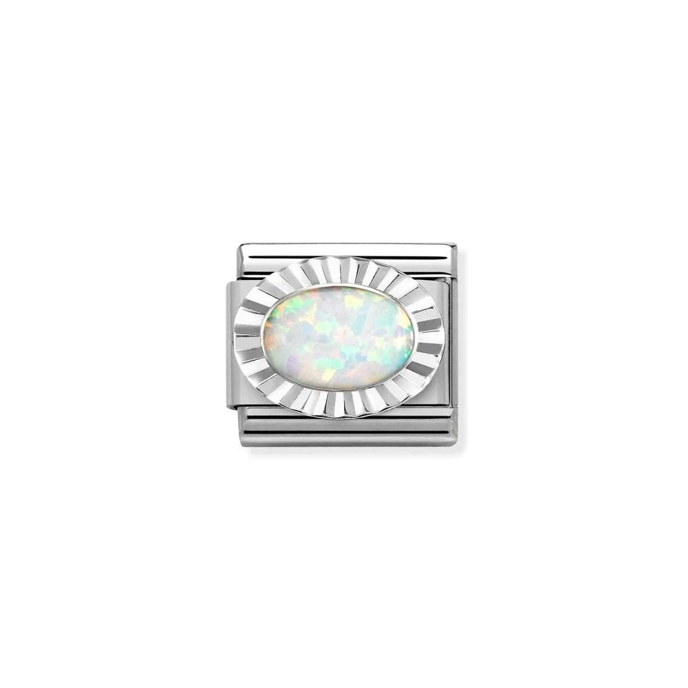 COMPOSABLE LINK, WHITE OPAL AND STERLING SILVER