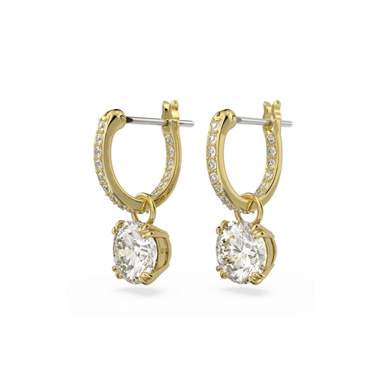 CONSTELLA GOLD HOOP EARRINGS WITH DROP CLEAR CRYSTAL SOLITAIRE