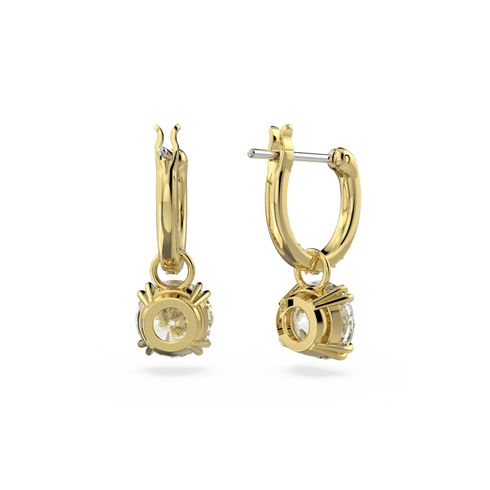 CONSTELLA GOLD HOOP EARRINGS WITH DROP CLEAR CRYSTAL SOLITAIRE