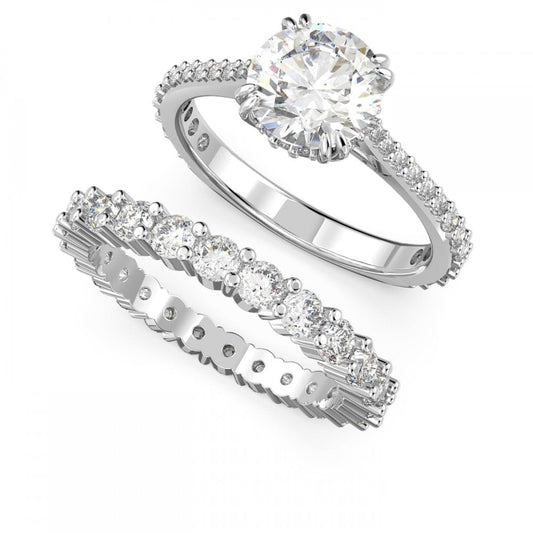 CONSTELLA PRINCESS CUT WHITE RHODIUM FINISHED RING SET