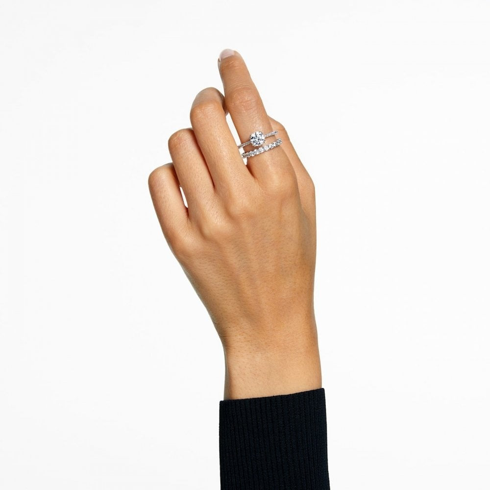 CONSTELLA PRINCESS CUT WHITE RHODIUM FINISHED RING SET