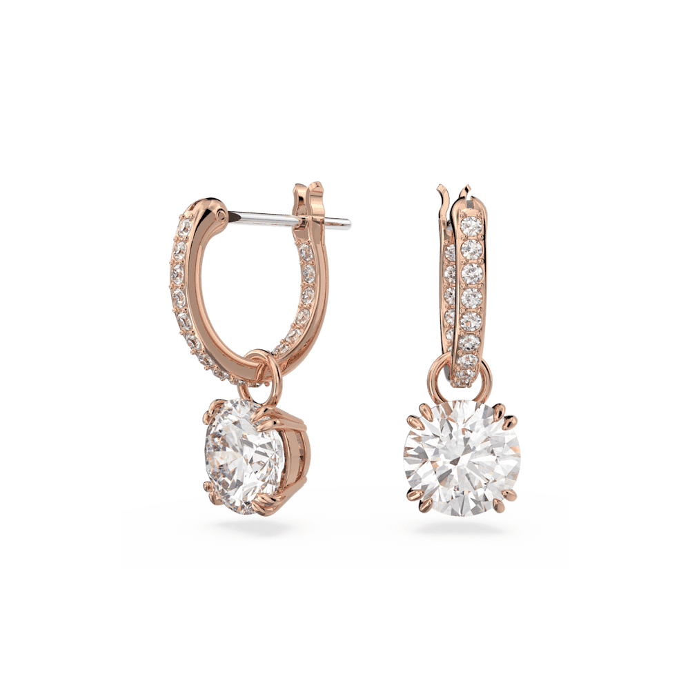 CONSTELLA ROSE GOLD CLEAR SOLITAIRE DROP EARRINGS