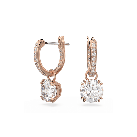 CONSTELLA ROSE GOLD CLEAR SOLITAIRE DROP EARRINGS