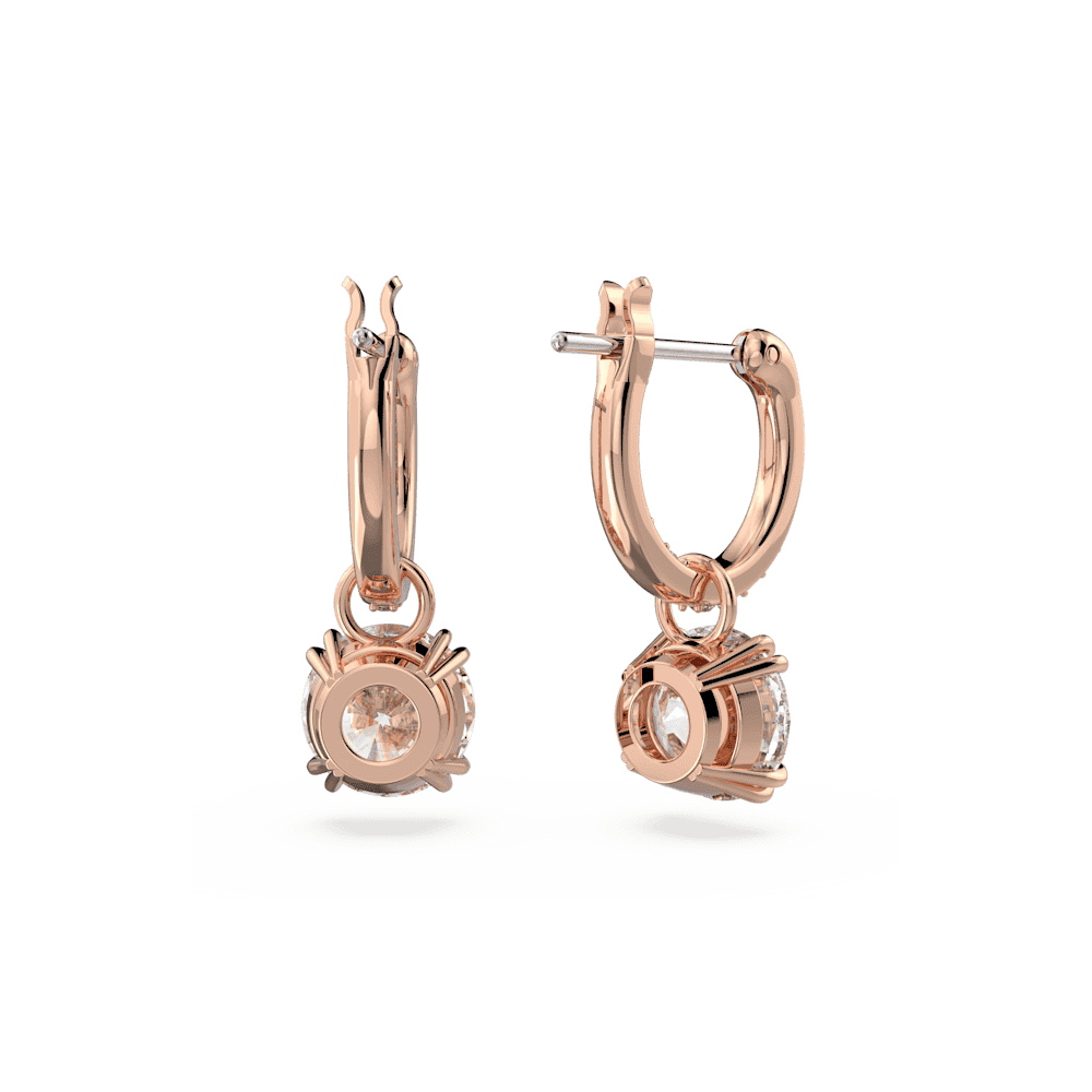 CONSTELLA ROSE GOLD CLEAR SOLITAIRE DROP EARRINGS